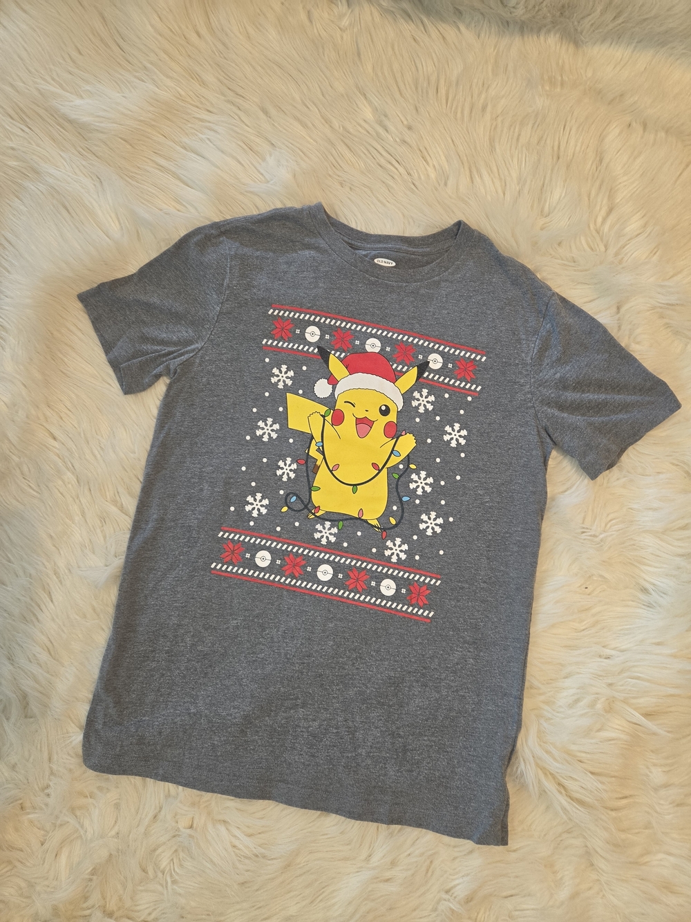Old Navy Kids Gray Holiday Pikachu Graphic Tee